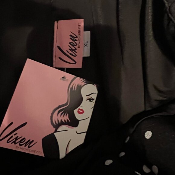 Vixen by Micheline Pitt Maneater Swing Dress in Black Polka Dot; Size XL NWT! - Picture 4 of 4